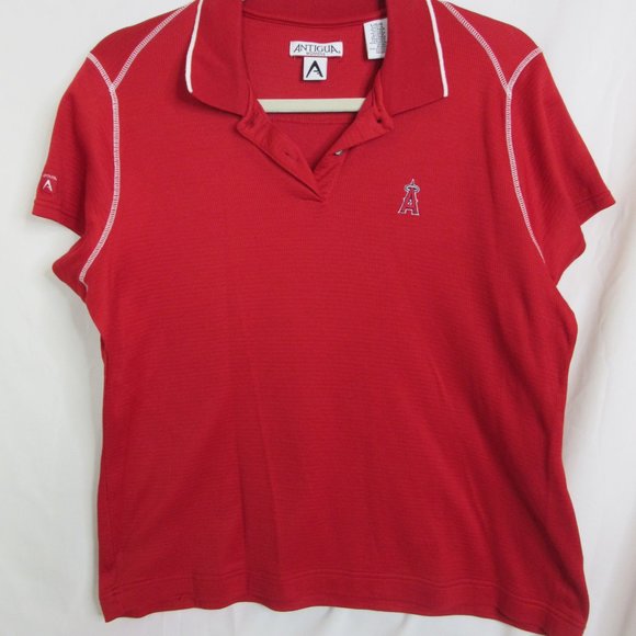 Angels Antigua Women's Vintage Baseball Red Polo Shirt Size Large - Picture 2 of 11